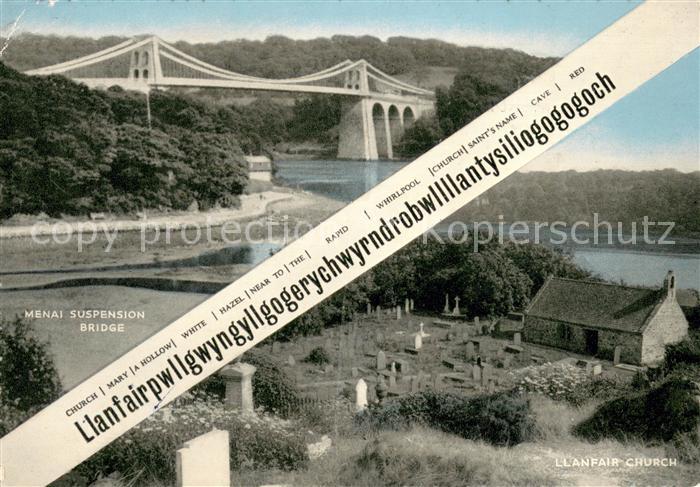 Menai Bangor Suspension Bridge Llanfair Church