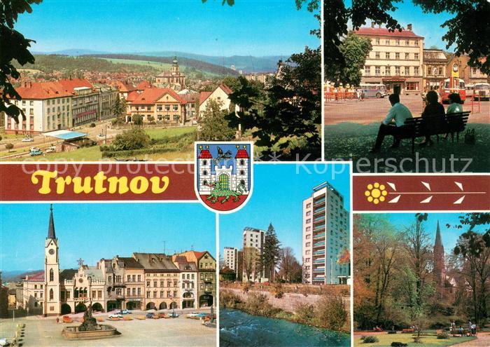 Trutnov Stadtpanorama Bushaltestelle Hotel Moskau Platz Gottwaldo Hochhaeuser Me