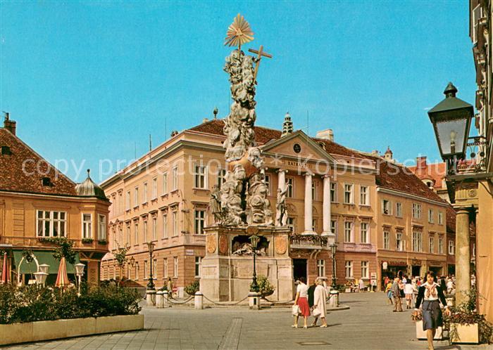 Baden Wien Kur- und Kongressstadt Hauptplatz Pestsaeule Rathaus