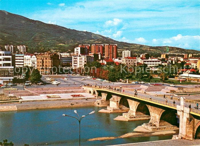 Skopje Skoplje Stadtpanorama Vardar Bruecke