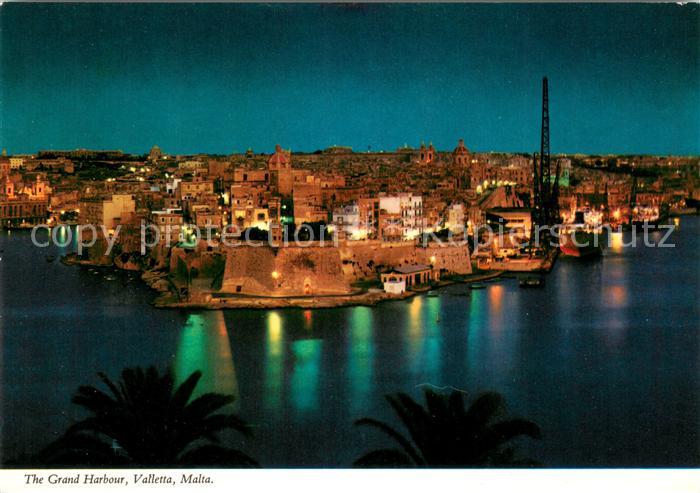 Valletta Malta Grand Harbour at night