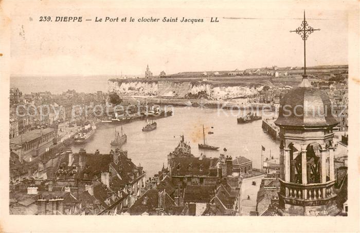 Dieppe 76 Le Port et le clocher Sant Jacques