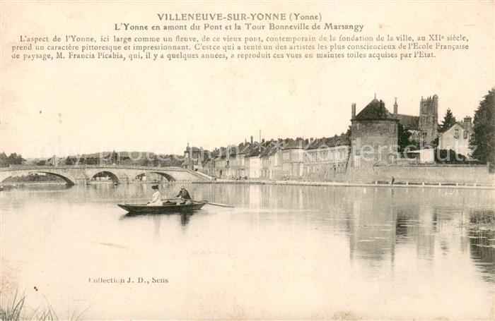 Villeneuve-sur-Yonne L'Yonne en amont du Pont et la Tour Bon