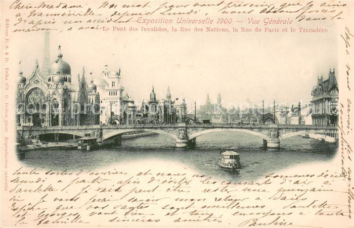 Exposition Universelle Paris 1900 Pont des Invalides Rue des Nations Rue