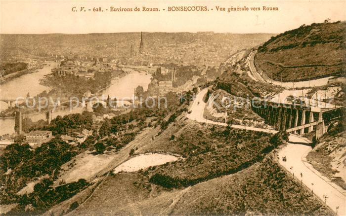 Bonsecours 76 Vue generale vers Rouen