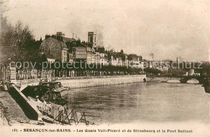 Besancon les Bains Les Quais Veil Picard et de Strasbourg et le Pont Battant
