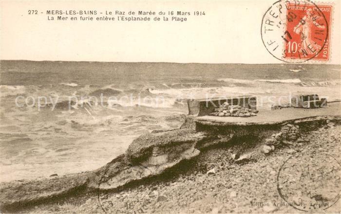 Mers-les-Bains Le Raz de Maree La Mer en furie enleve l’Esplanade de la Plage
