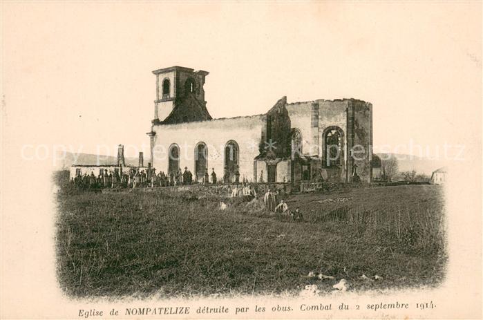 Nompatelize Eglise detruite par les obus Combat du 2 septembre 1914