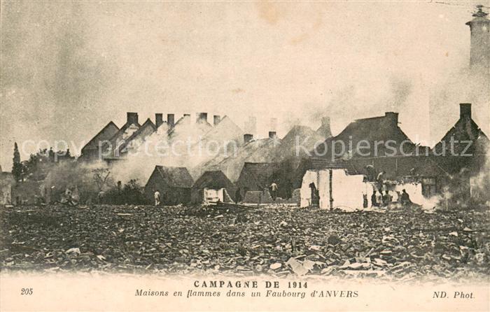Anvers Antwerpen Maisons en flammes dans un Faubourg d Anvers
