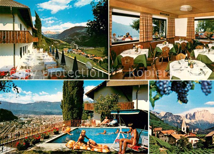 St Magdalena Villnoess Gasthof Eberle Swimming Pool Motiv mit Kirche Bergwelt