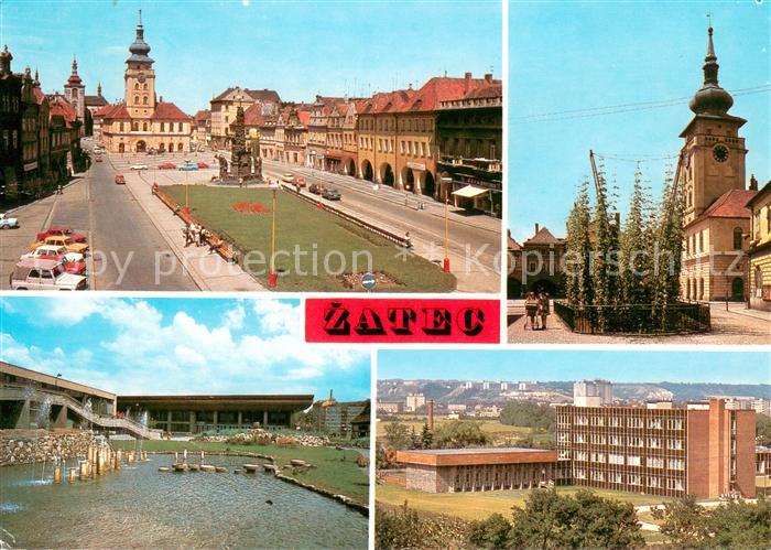 Zatec Namesti VRSR Radnice s chemlici Kulturni dum Moskva Vyzkumny ustav chmelar