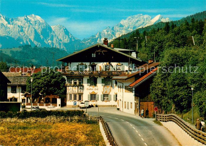 Wallgau Hotel Gasthof Post mit Hochblassen und Alpspitze