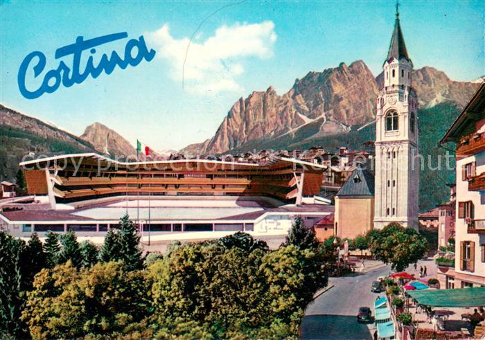 Cortina d Ampezzo Olympisches Eisstadion Kirche Alpen