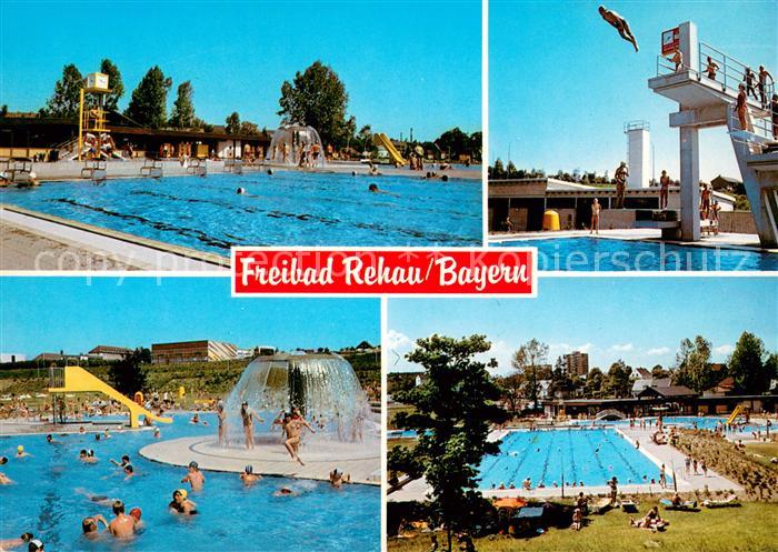 Rehau Oberfranken Freibad Anlage Sprungturm Duschpilz Liegewiese