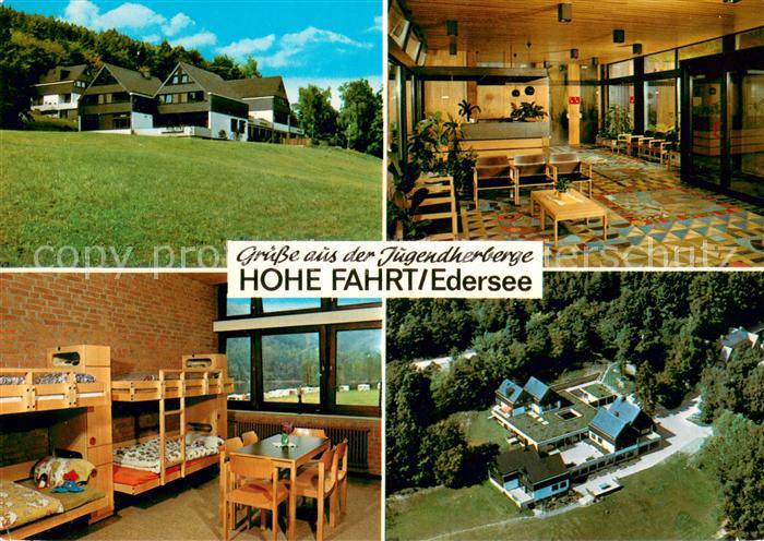 Edersee Jugendherberge Hohe Fahrt Speisesaal Schlafzimmer Fliegeraufnahme