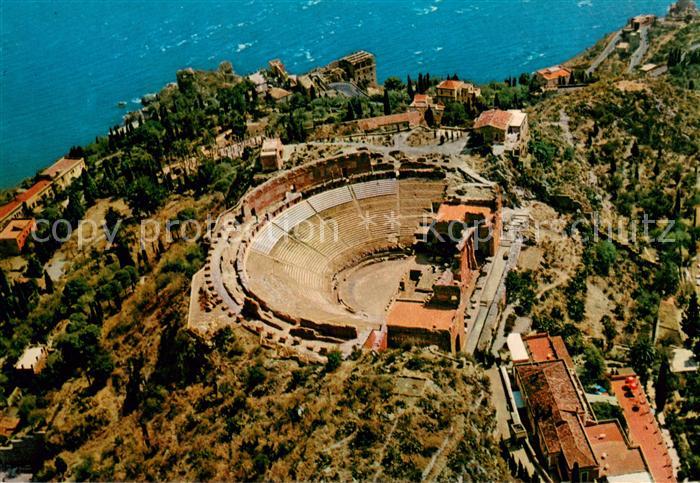 Taormina Sizilien Teatro Greco Fliegeraufnahme