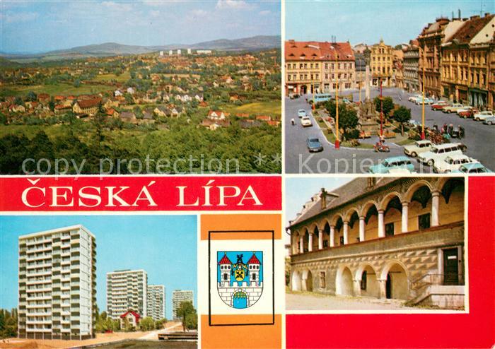 Ceska Lipa Boehmisch Leipa Panorama Motive Innenstadt Hochhaeuser Arkaden