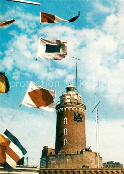 Kolobrzeg Polen Latarnia morska Leuchtturm Flaggen