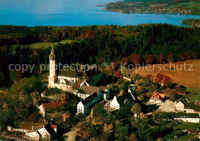 Kloster Andechs mit Blick auf den Ammersee Fliegeraufnahme