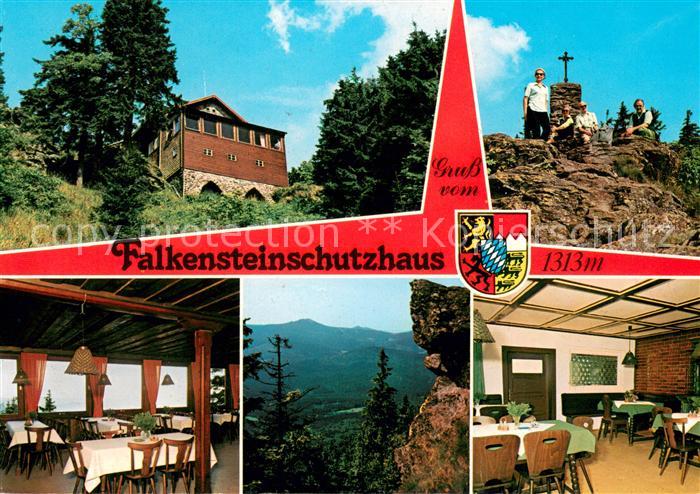Lindberg Regen Falkensteinschutzhaus Gipfelkreuz Gastraeume Panorama