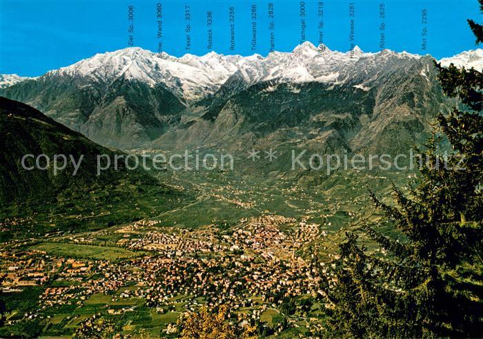 Hafling Panorama Blick auf Meran Alpen