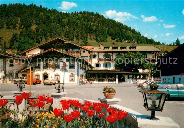 Wallgau Lueftlmalerei Hotel Gasthof Post Tulpen Huber Karte Nr. 8036