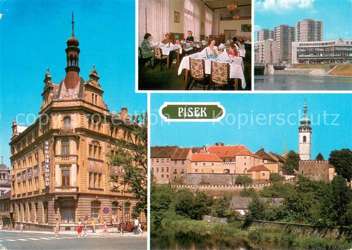 Pisek Tschechien Interhotel Otava Restaurant Wohnsiedlung Hochhaeuser Altstadt B