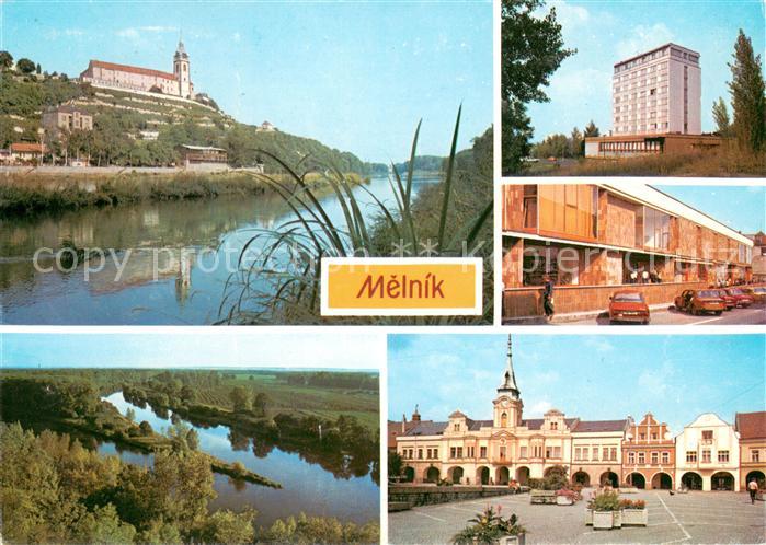 Melnik Tschechien Blick zum Schloss Hotel Ludmila Einkaufszentrum Platz Innensta