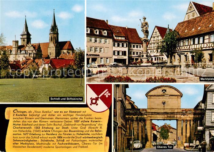 oehringen Hohenlohe Schloss Stiftskirche Marktplatz Brunnen Oberes Tor Chronik