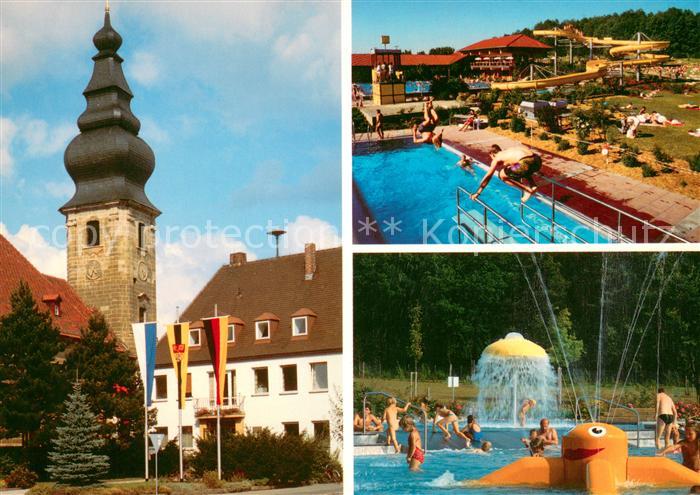 Zapfendorf Markt mit Kirche Rathaus und Freizeitbad Aquarena