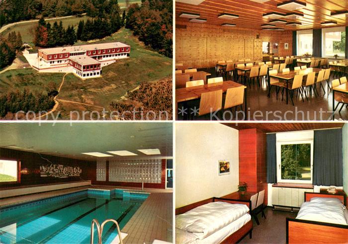 Dinkelscherben Kreisjugendheim Fliegeraufnahme Speisesaal Hallenbad Gaestezimmer