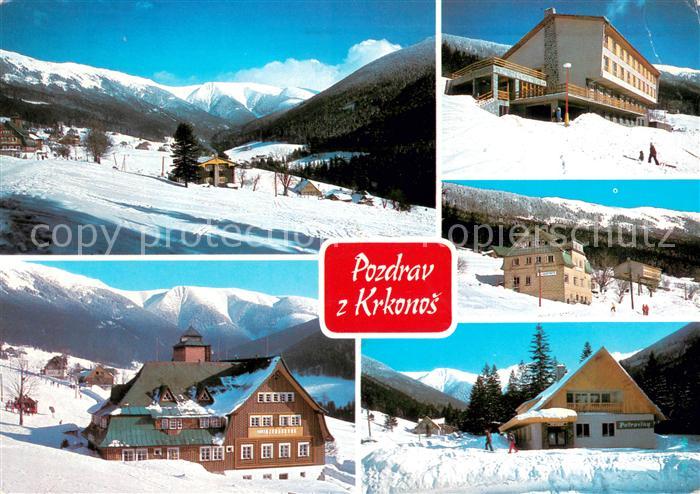 Svaty Petr Berghaeuser Hotels Landschaftspanorama Riesengebirge im Winter