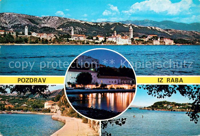 Rab Croatia Ansicht vom Meer aus Kuestenpanorama Uferpartie Nachtaufnahme