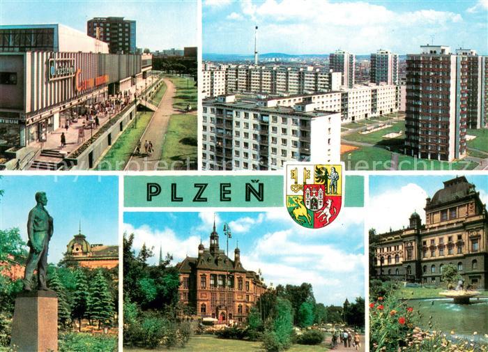 Plzen Pilsen Einkaufszentrum Wohnsiedlung Denkmal Museum Theater