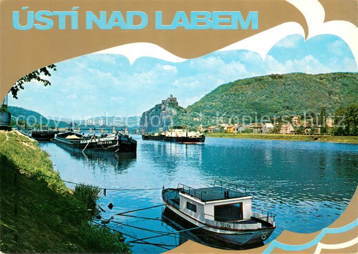 Usti nad Labem Hrad Strekov Burg Elbe Binnenschifffahrt