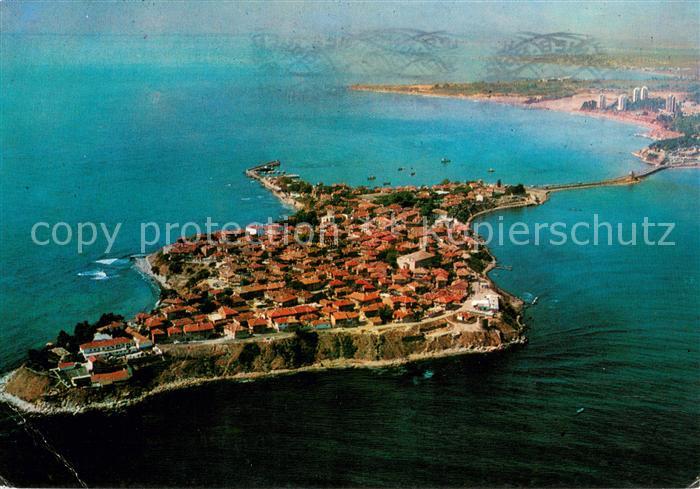 Nessebyr Nessebre Nessebar Halbinsel Kuestenort am Schwarzen Meer Fliegeraufnahm