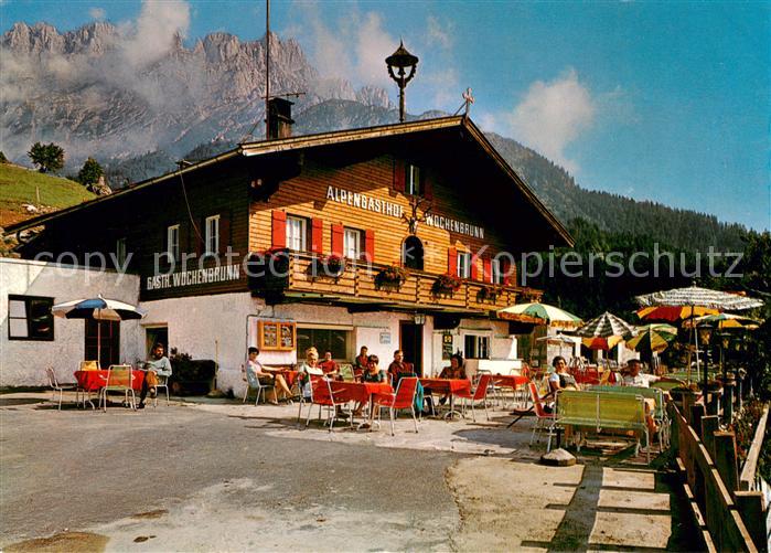 Ellmau Tirol Alpengasthof Wochenbrunn Terrasse am Fusse des Wilden Kaisers