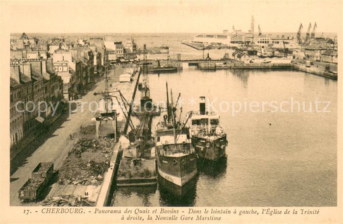 Cherbourg Panorama des Quais et Bassins Dans le lointain Eglise de la Trinite La