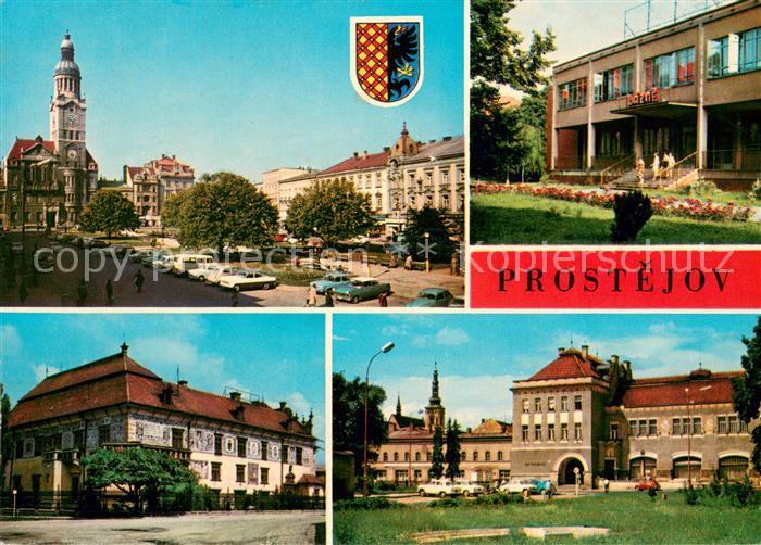 Prostejov Namesti 9 kvetna s radnici Mestske lazne Permatejnsky zamek Osvetovy d