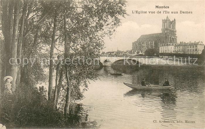 Mantes-la-Jolie Eglise vue de l’Ile aux Dames