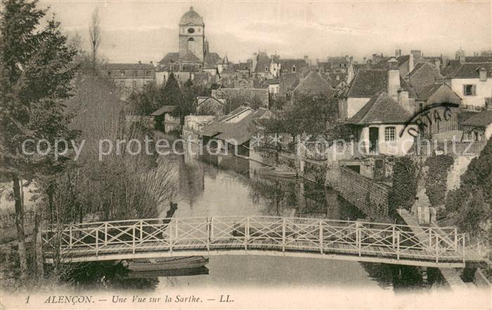 Alencon Vue sur la Sarthe la ville Eglise
