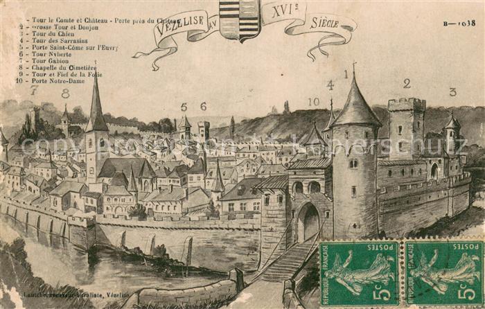 Vezelise au XVIe siècle Dessin Kuenstlerkarte