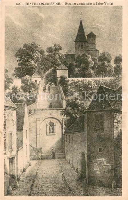 Chatillon-sur-Seine Escalier conduisant a Saint Vorles Peinture Kuenstlerkarte