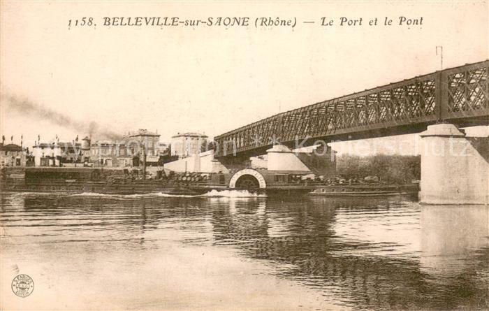 Belleville-sur-Saone Le port et le pont sur la Saône Raddampfer