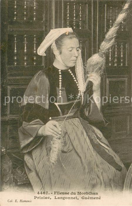 Morbihan Region Fileuse Costumes Trachten Spinnerei