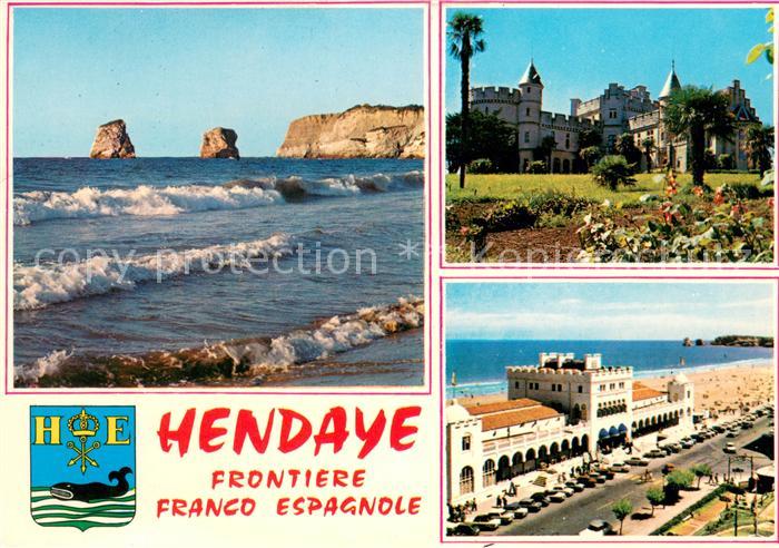 Hendaye Pyrenees Atlantiques Les 2 jumeaux Chateau Abbadia Casino et la plage