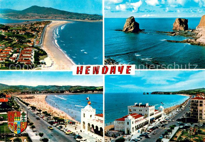 Hendaye Pyrenees Atlantiques La plage au fond l'Espagne Les 2 jumeaux Plage Casi