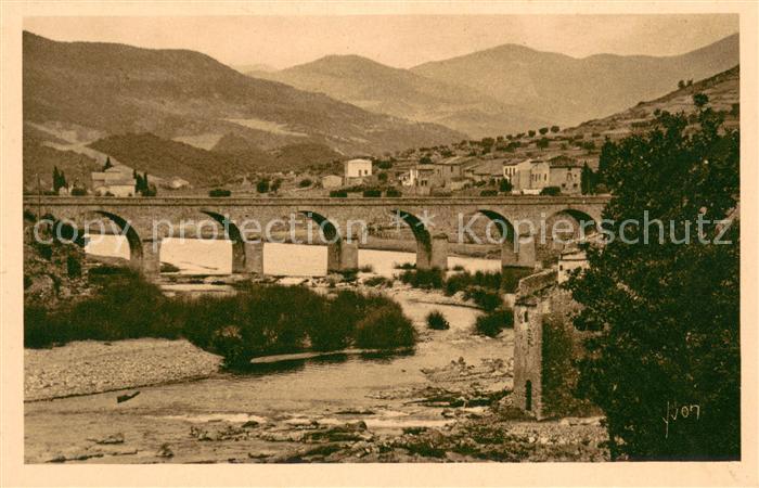 Roquebrun Le Vieux Moulin la Chaussee et le Pont sur l'Orb