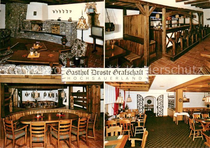 Grafschaft Schmallenberg Gasthof Droste Gastraeume Bar Kaminzimmer