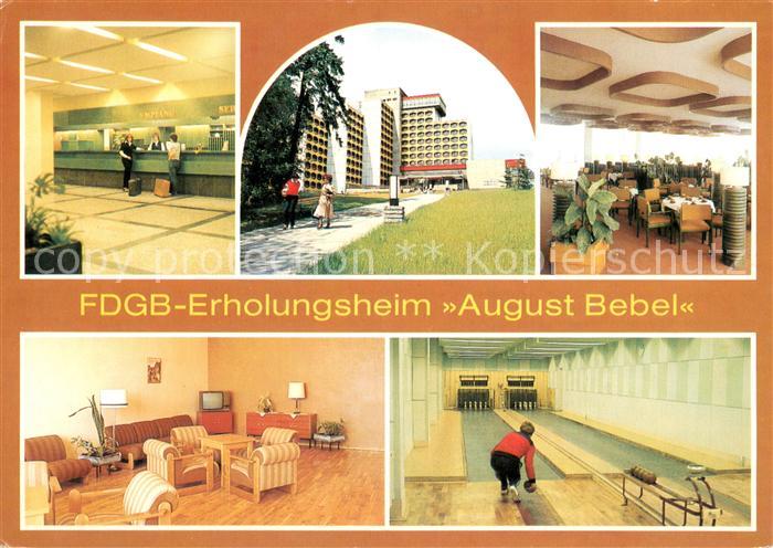 Friedrichroda FDGB Erholungsheim August Bebel Empfangshalle Fernsehturm Kegelbah